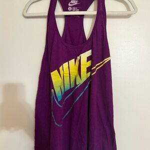 Nike Dri-Fit Racerback Tank Top Purple Multicolor Logo Size L